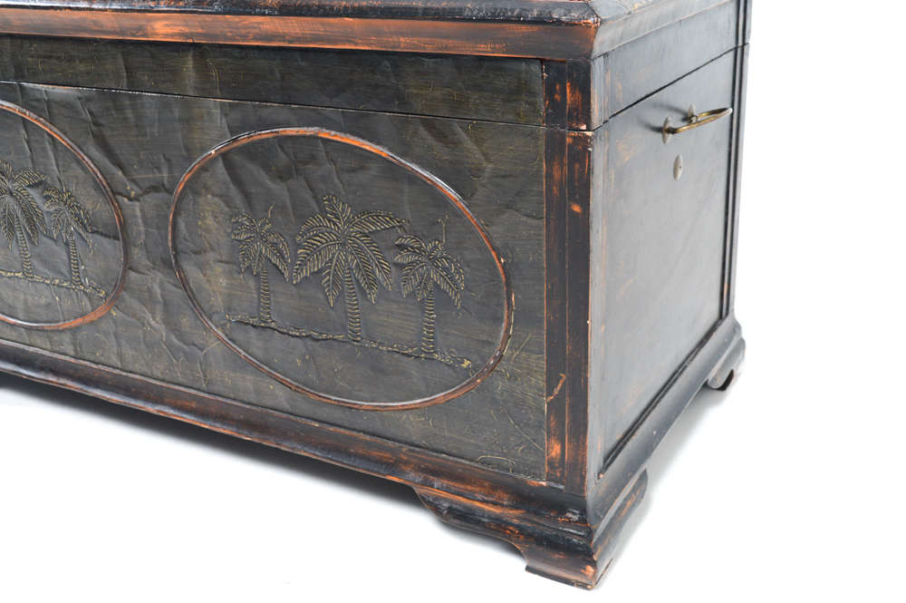 Tropical-Inspired Wooden Chest