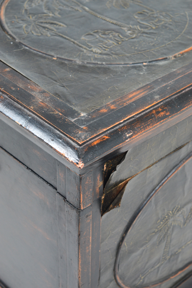 Tropical-Inspired Wooden Chest