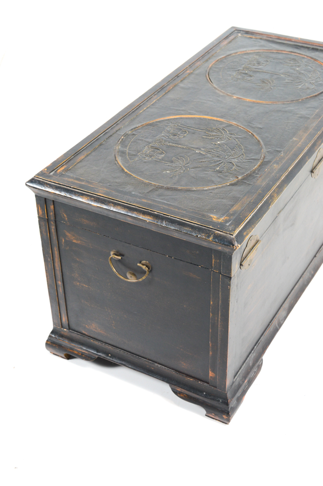 Tropical-Inspired Wooden Chest