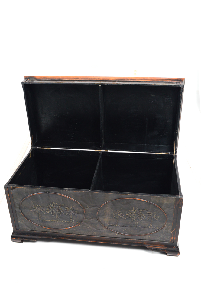 Tropical-Inspired Wooden Chest