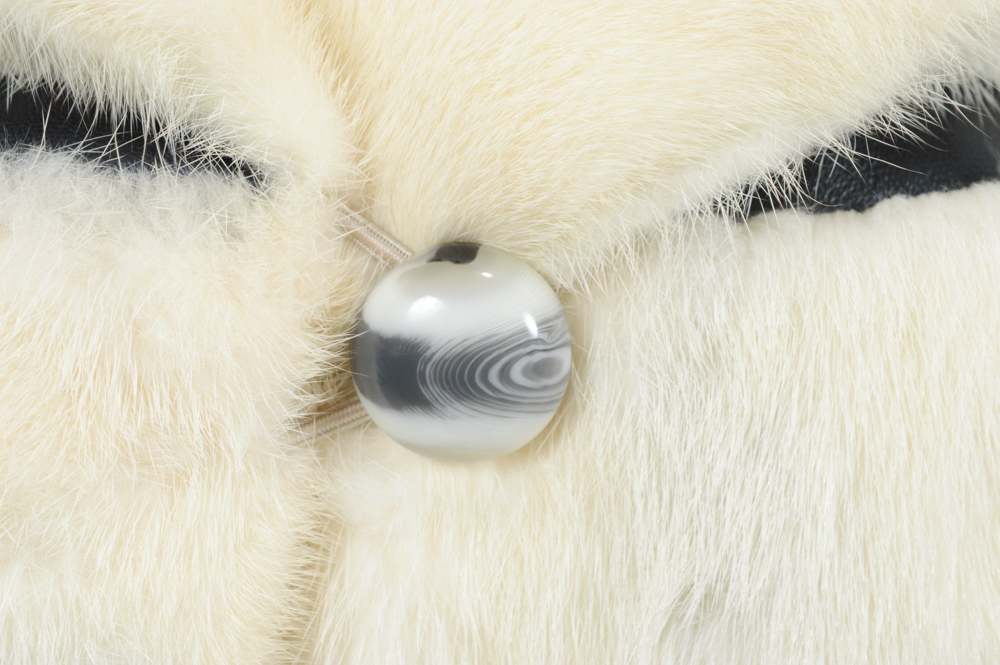 Vintage Platinum Mink Fur and Black Leather Coat