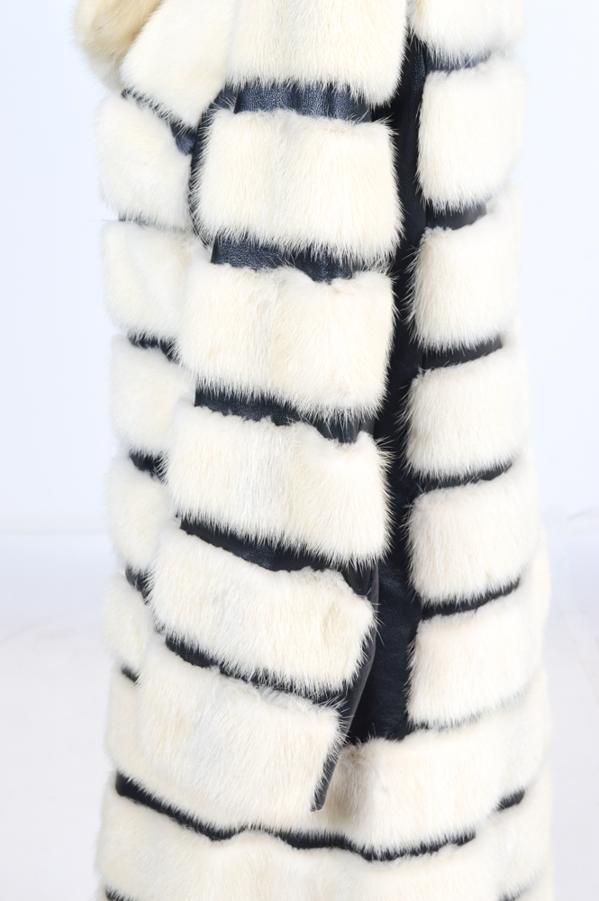 Vintage Platinum Mink Fur and Black Leather Coat