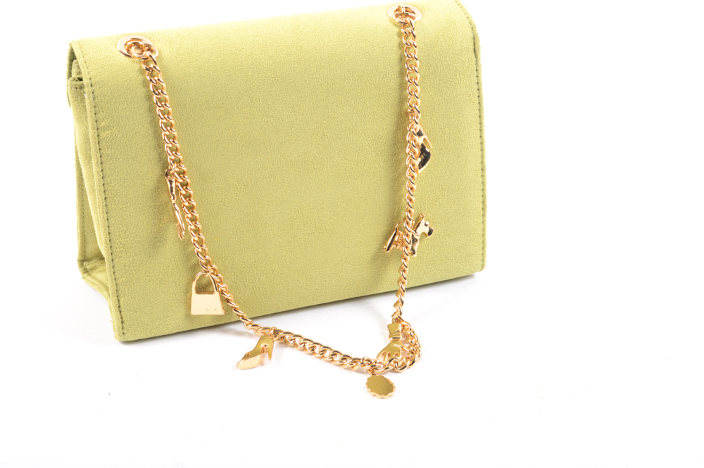 Lulu Guinness Celadon Green Faux Suede Handbag