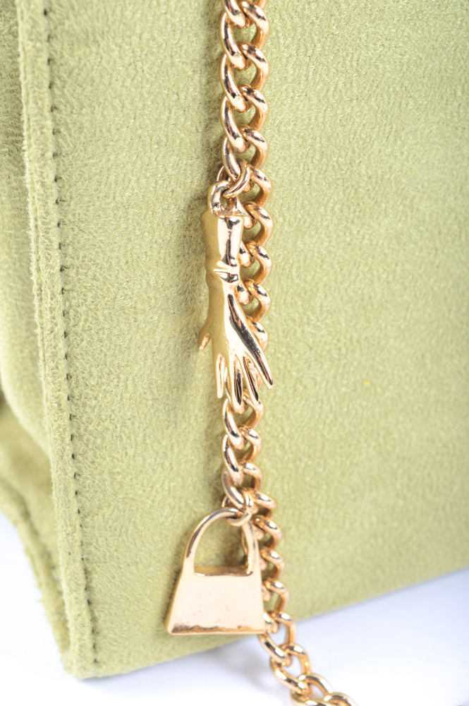 Lulu Guinness Celadon Green Faux Suede Handbag