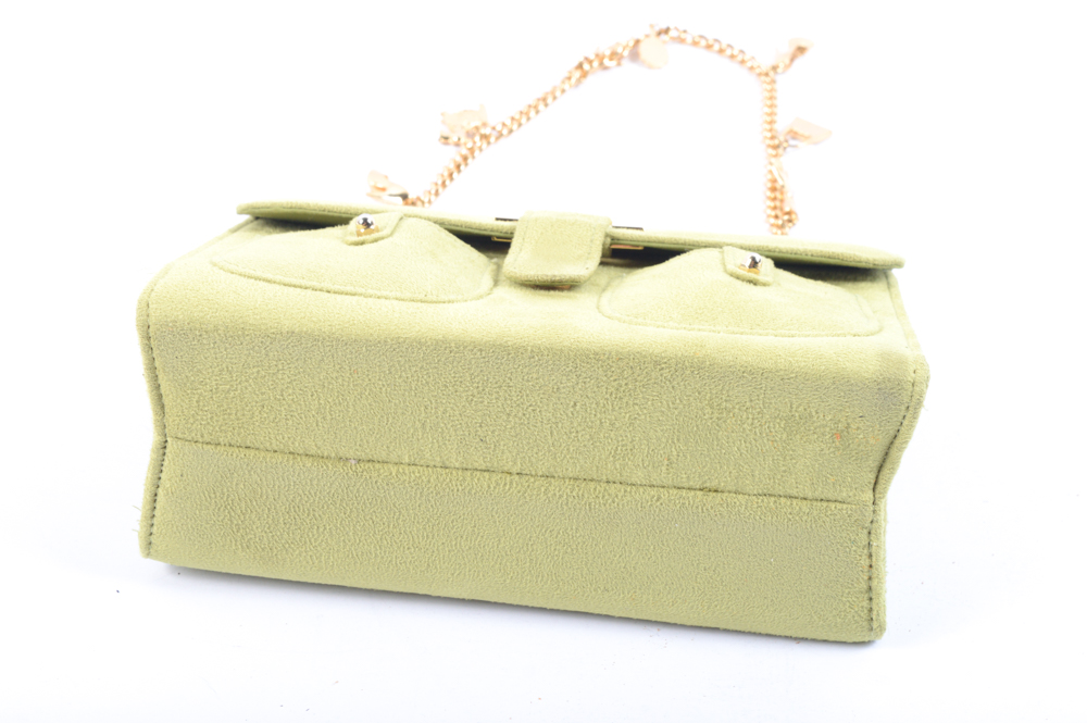 Lulu Guinness Celadon Green Faux Suede Handbag