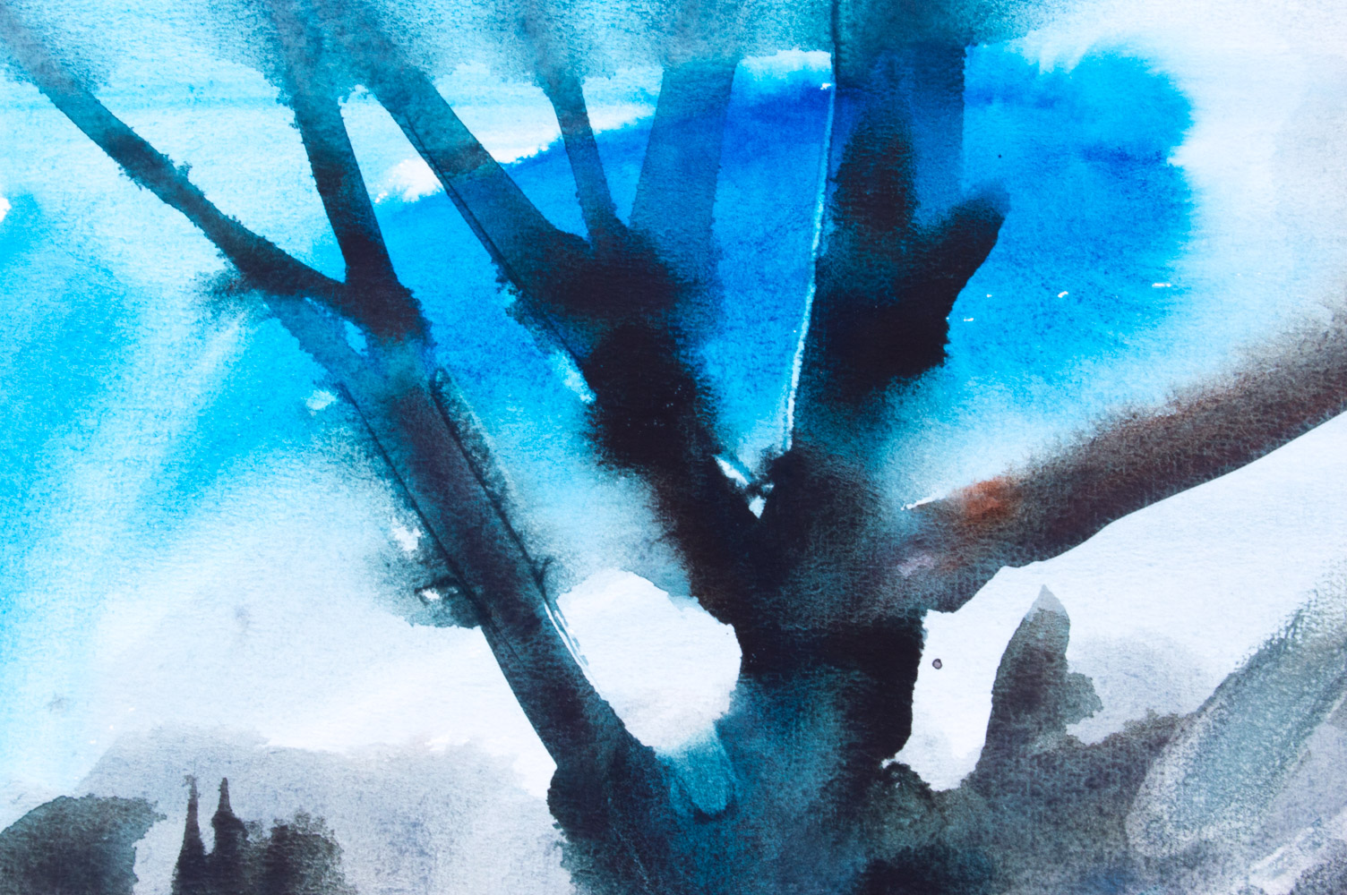 Jack Meanwell Watercolor Paintings on Paper 1977 Tree Landscapes