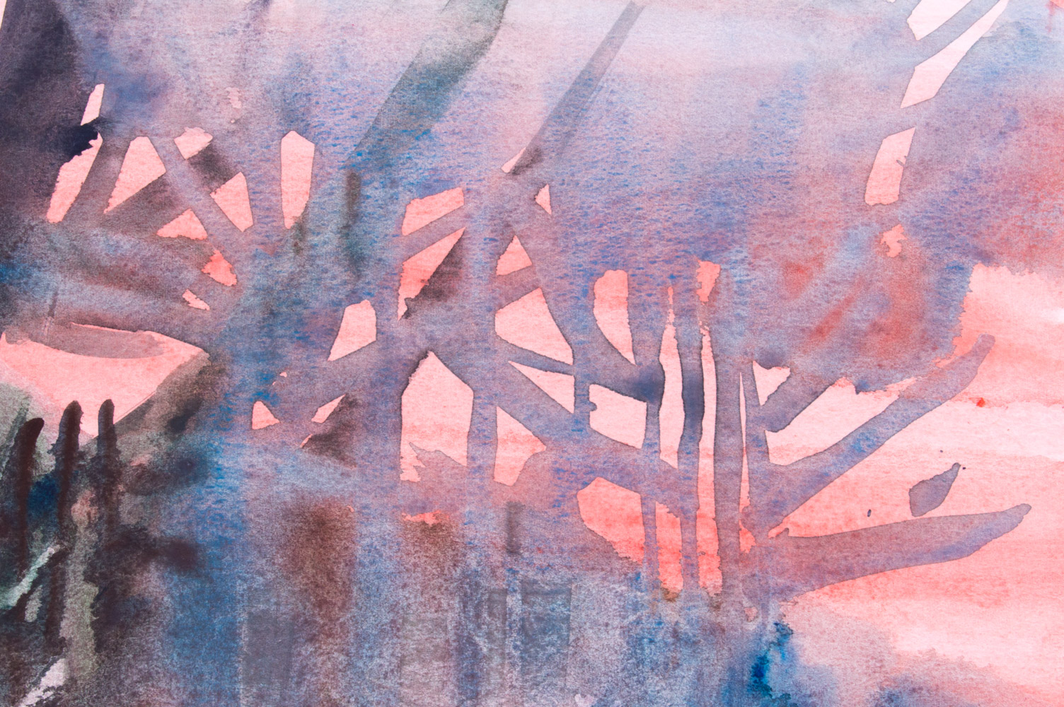 Jack Meanwell Watercolor Paintings on Paper 1977 Tree Landscapes