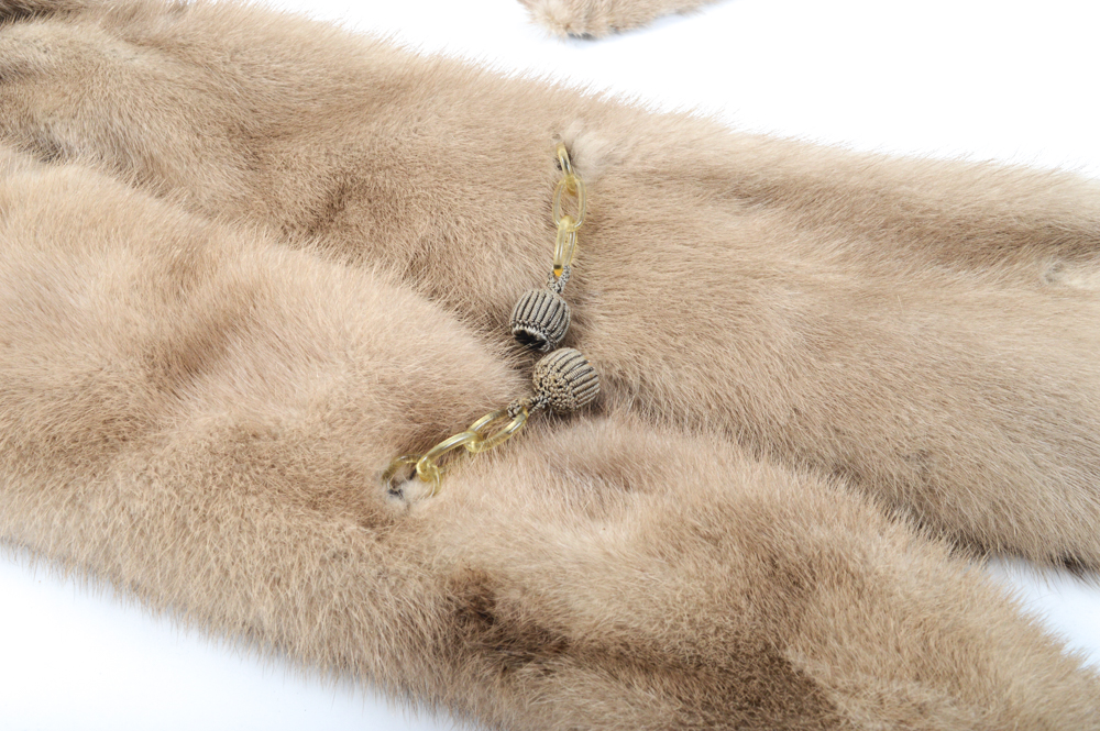 Vintage Mink Fur Pelt Stole and Sheared Beaver Fur Collar