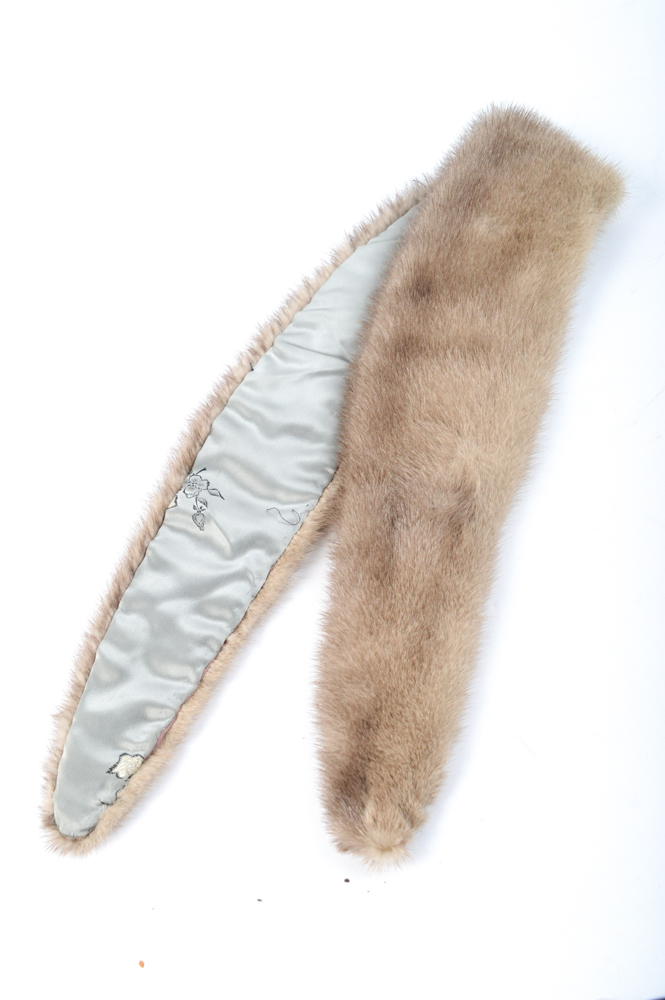Vintage Mink Fur Pelt Stole and Sheared Beaver Fur Collar