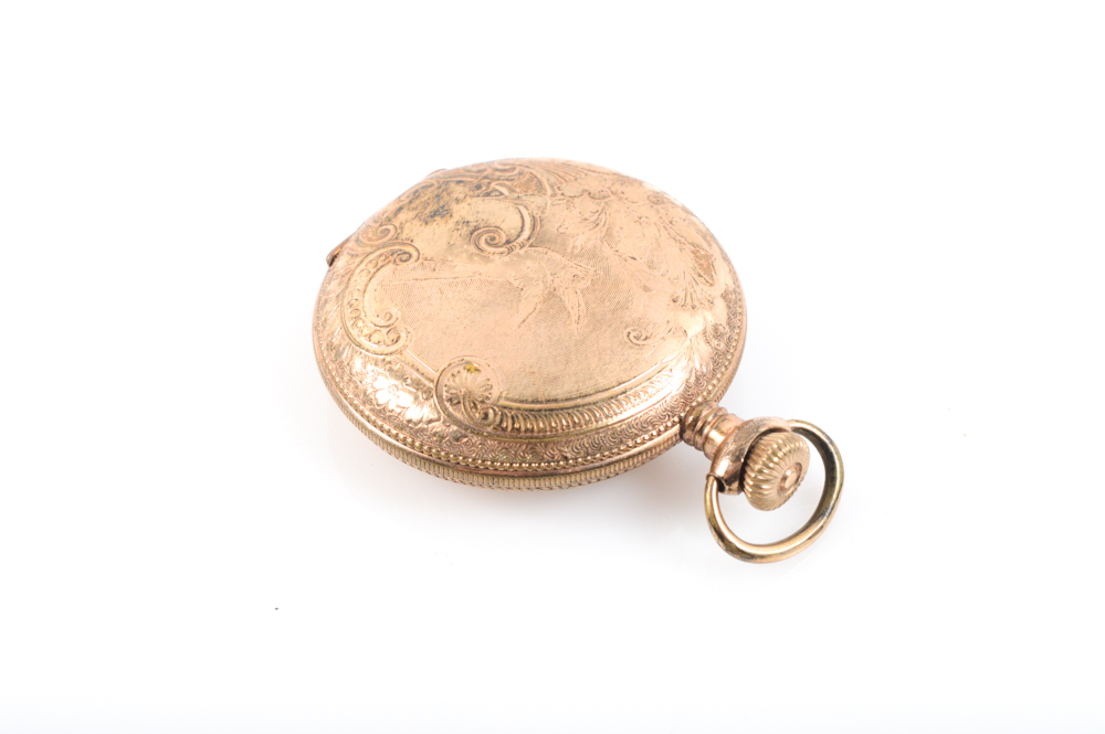Bird Engraved Gold Filled Columbia Pocket Watch