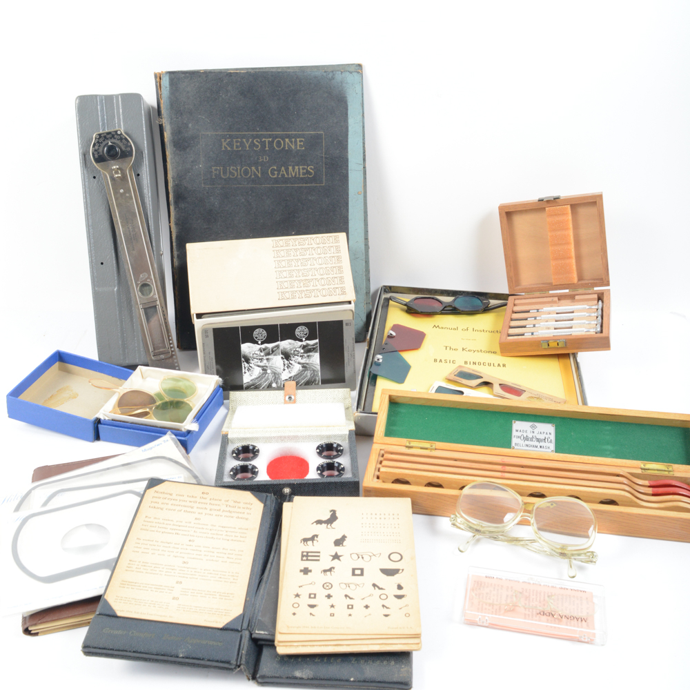 Vintage Optometrist Charts and Implements