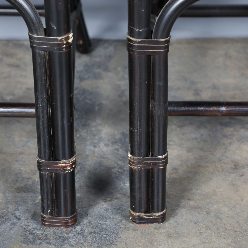 Rattan Arm Chairs with Upholstered Seat Cushions