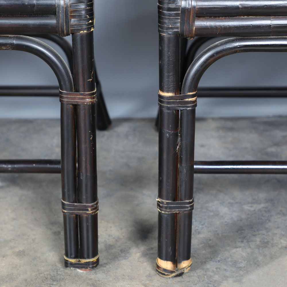 Rattan Arm Chairs with Upholstered Seat Cushions