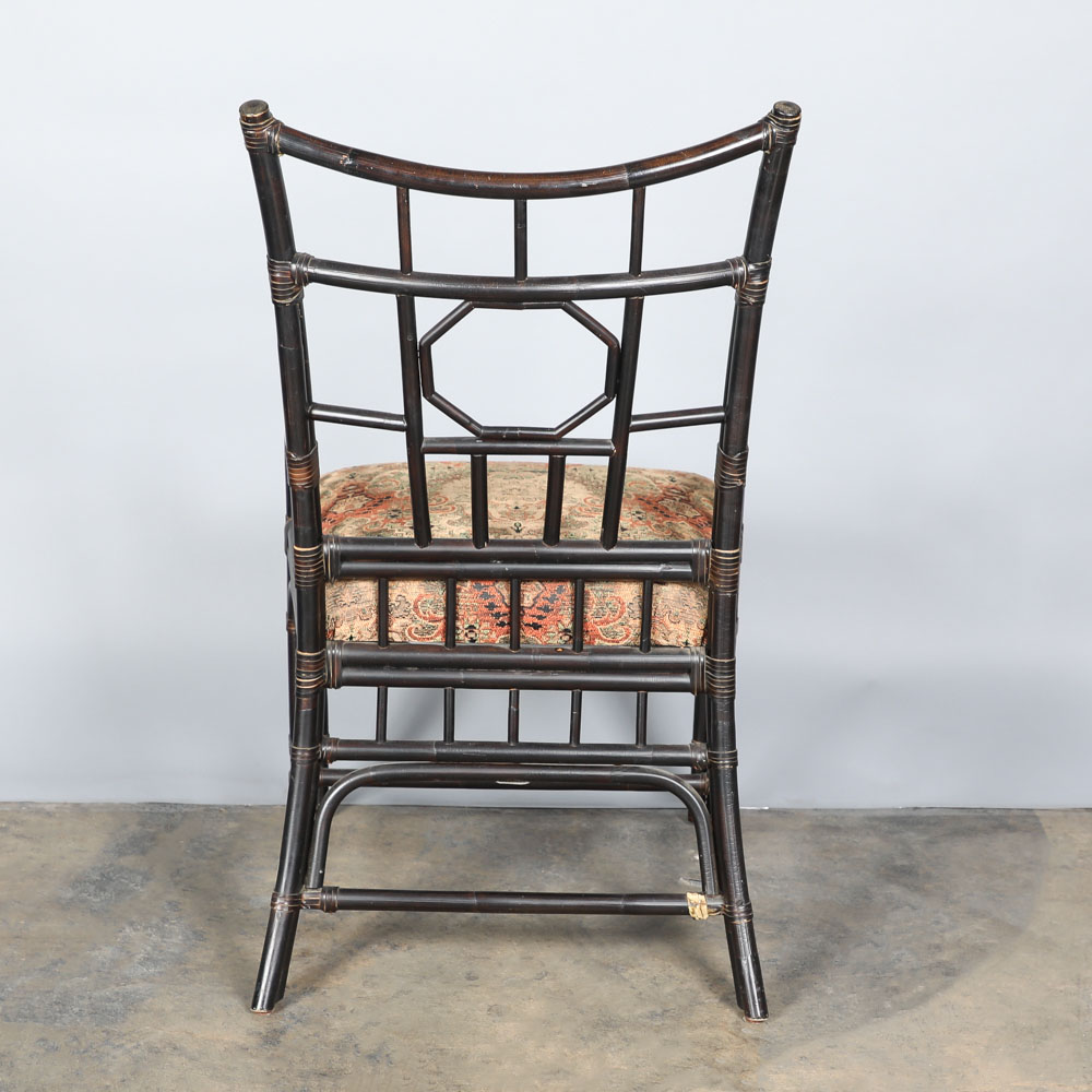 Rattan Arm Chairs with Upholstered Seat Cushions