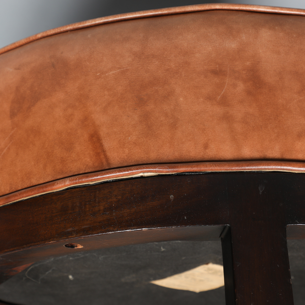 Vintage Brown Vinyl Ottoman by J.H. Biggar Furniture Co.