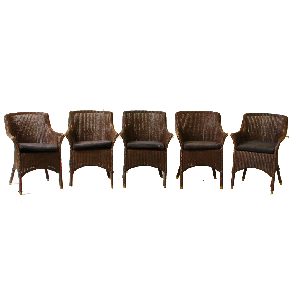 Collection of Five Vintage Wicker Chairs