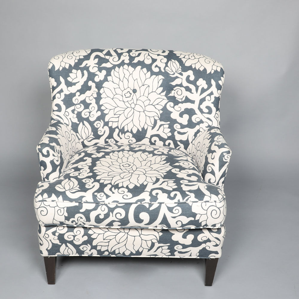 Upholstered Arm Chair and Ottoman