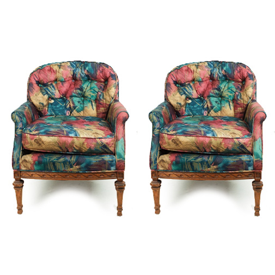Vintage Upholstered Arm Chairs