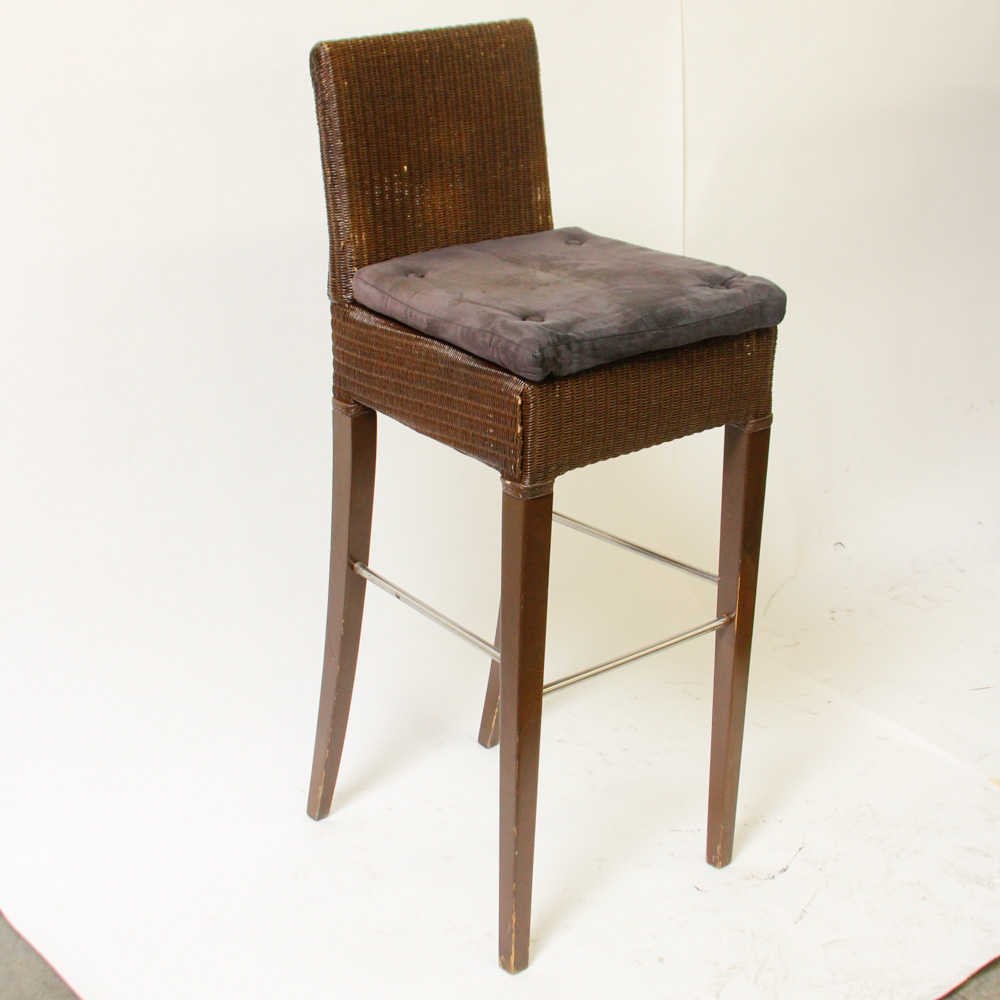 Three Wicker Counter Chairs