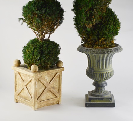 Faux Topiaries In Ceramic Planters