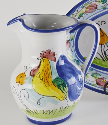 Italian Vietri Pottery Pitcher and Platter