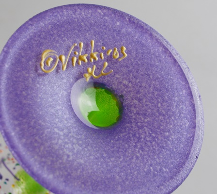 Artisan Signed Painted Art Glass Margarita Glasses, Pitcher and Chip/Dip