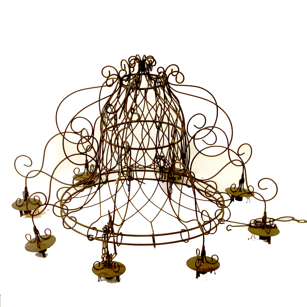 Outdoor Metal Scrolled Basket Chandelier