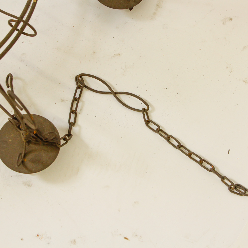 Outdoor Metal Scrolled Basket Chandelier