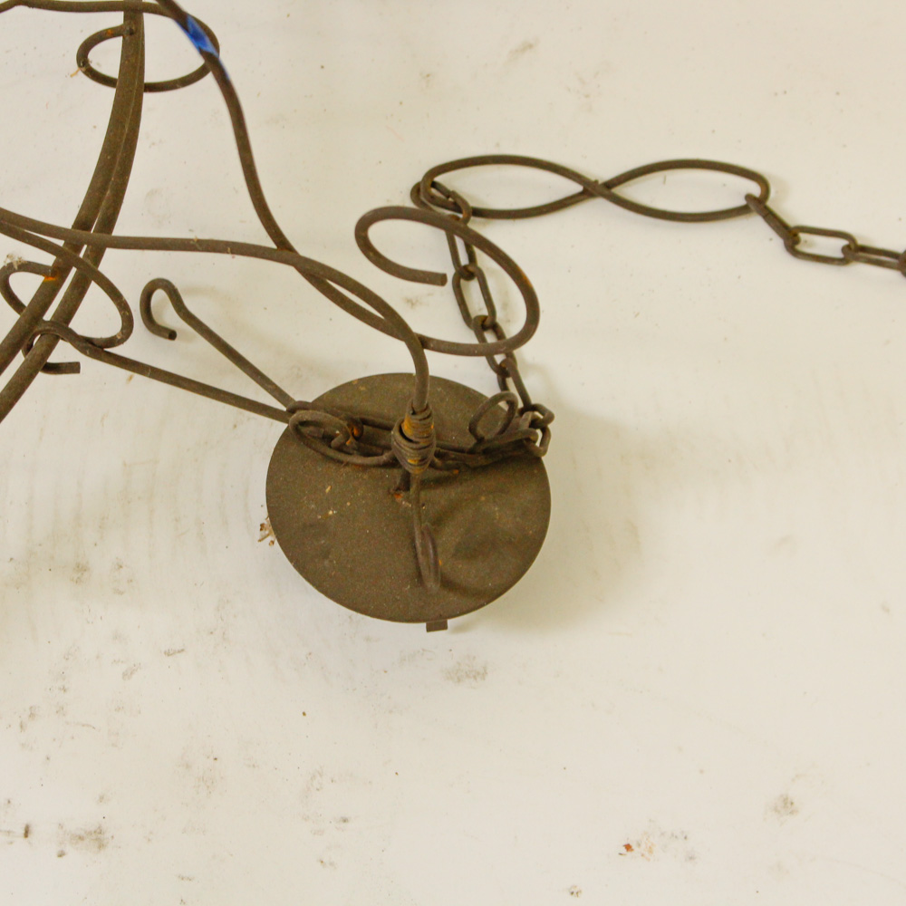 Outdoor Metal Scrolled Basket Chandelier