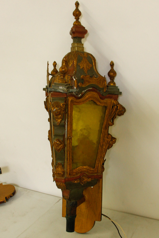 Baroque Style Outdoor Wall Lights and Wood Mirror