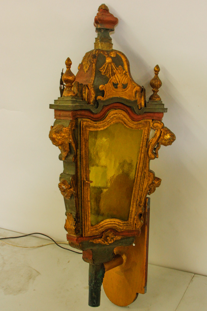 Baroque Style Outdoor Wall Lights and Wood Mirror