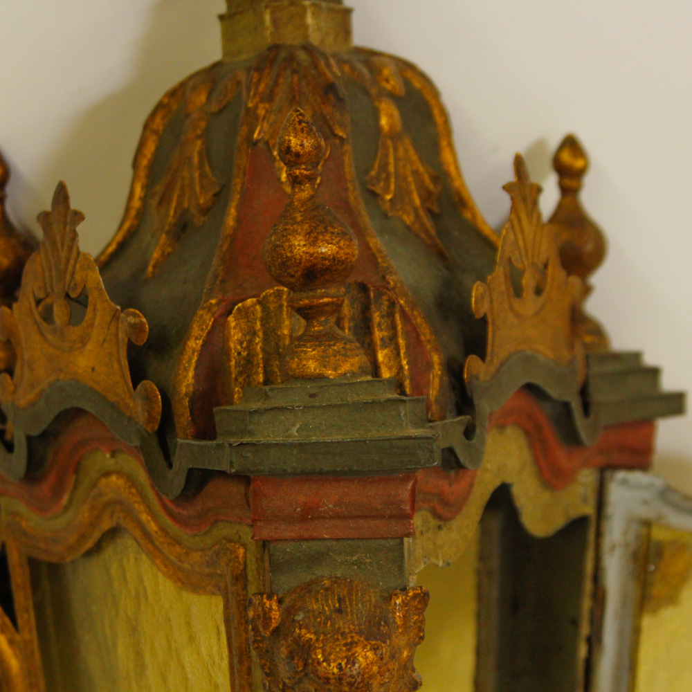 Baroque Style Outdoor Wall Lights and Wood Mirror