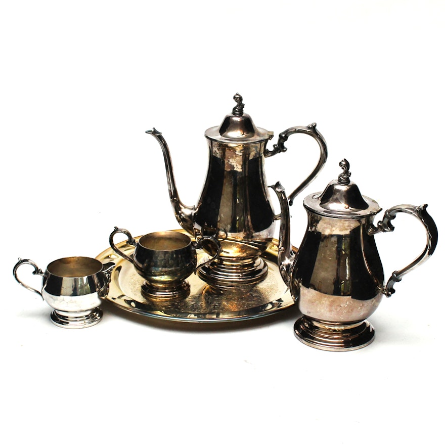 Silver Plate Coffee and Tea Service with Tray