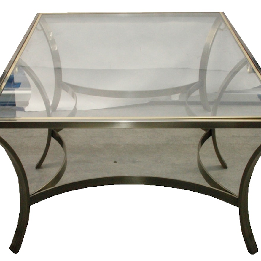 Contemporary Glass and Metal Coffee Table