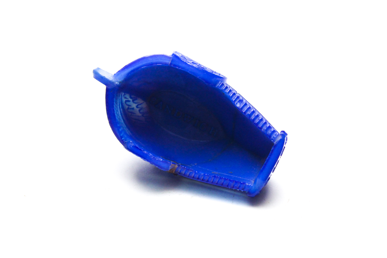 Antique Blue Sandwich Glass "Lafayet" Pressed Glass Salt Cellar