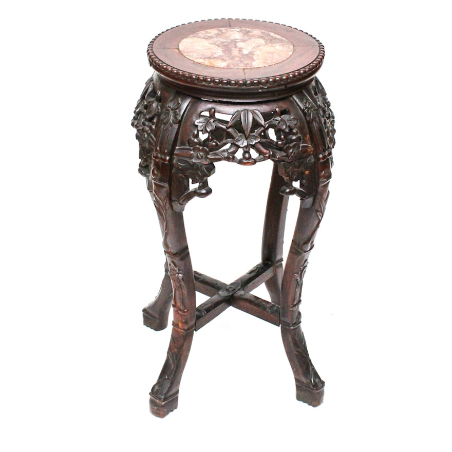 Antique Carved Rosewood Jardiniere Stand