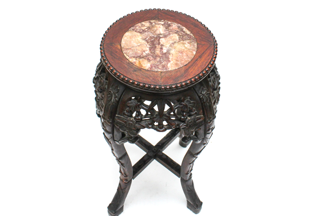 Antique Carved Rosewood Jardiniere Stand