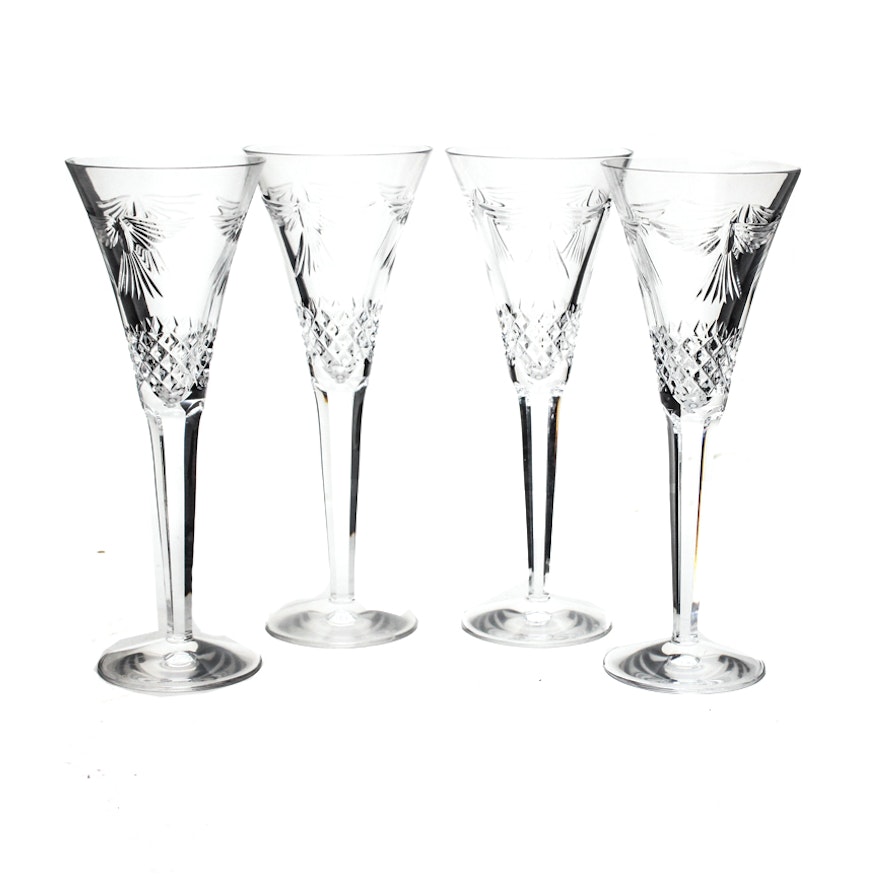 Four Waterford Crystal  "Millenium Collection" Champagne Flutes