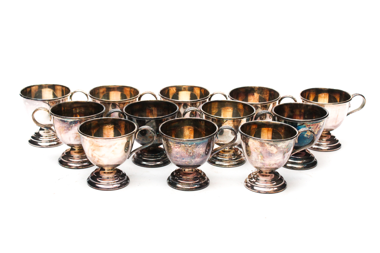 Twelve Silver Plate Teacups