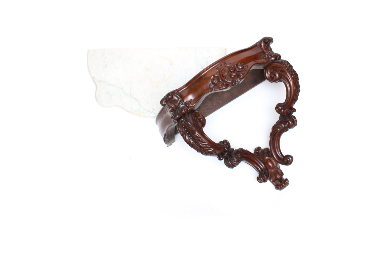 Antique Victorian Marble-Top Wall-Mounted Console