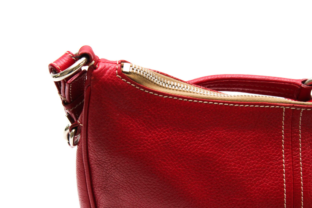 Prada Red Pebbled Leather Hobo Handbag
