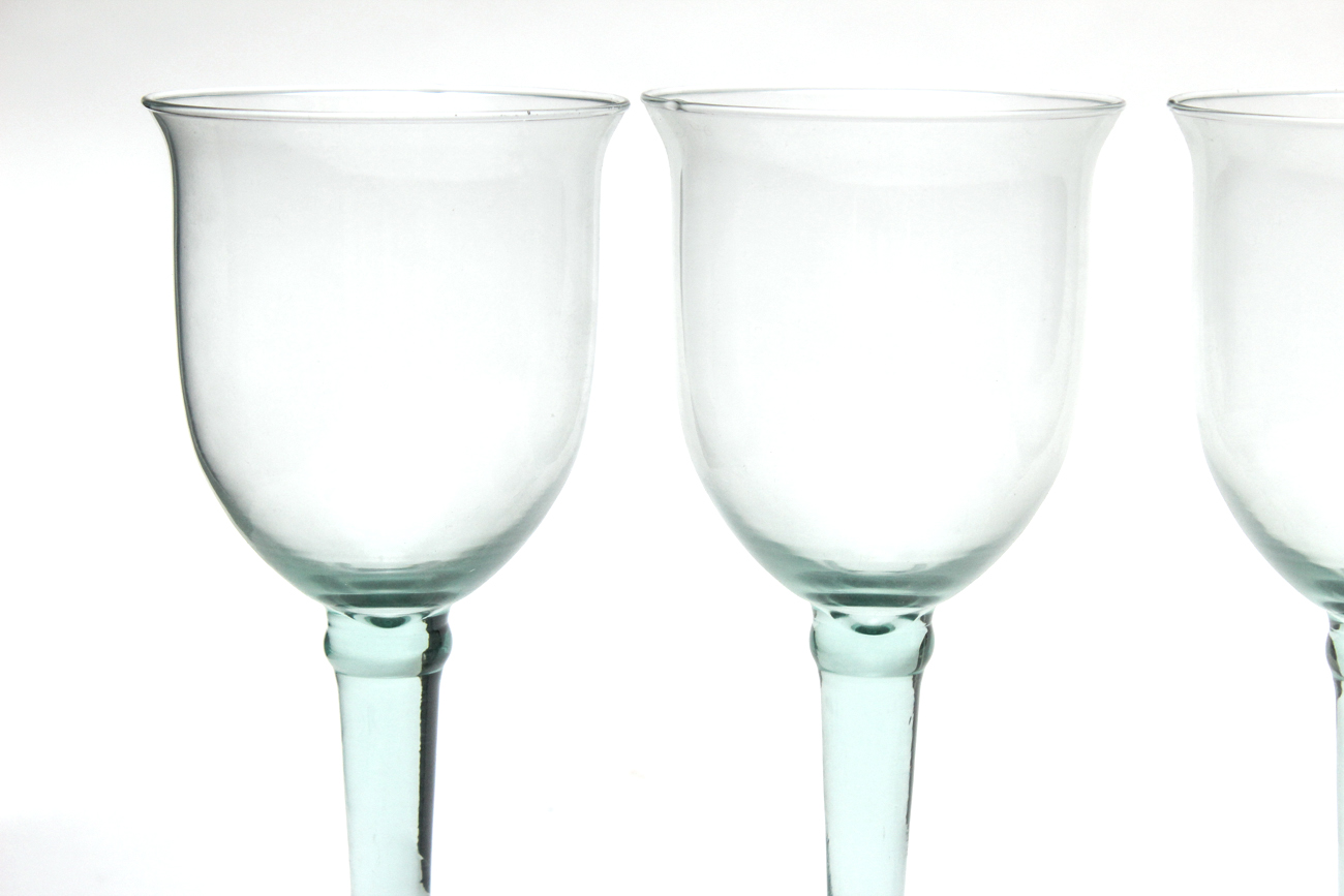 Set of Hand-Blown Pedestal Glasses