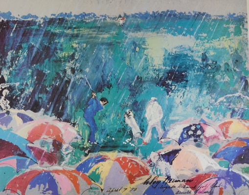 "Arnie In the Rain" Poster Print After LeRoy Neiman