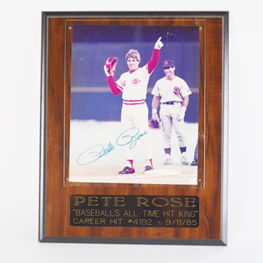 Pete Rose Signed "Baseballs All Time Hit King" Framed Photograph
