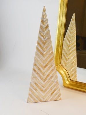 Brass Tone Table Lamp, Italian Mirror and Table Top Finial