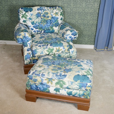 Stanford Furniture Leaf Upholstered Armchair and Ottoman