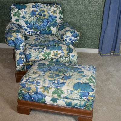 Stanford Furniture Leaf Upholstered Armchair and Ottoman