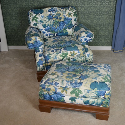 Stanford Furniture Leaf Upholstered Armchair and Ottoman