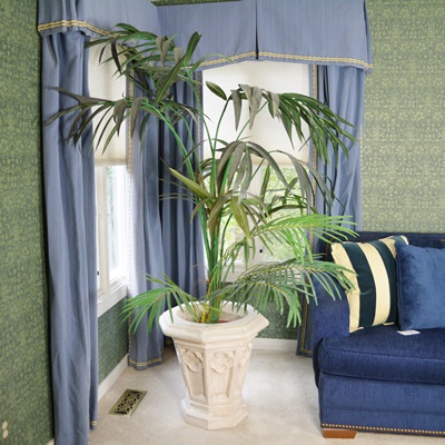 Faux Palm and Octagonal Resin Planter