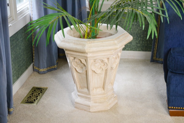 Faux Palm and Octagonal Resin Planter